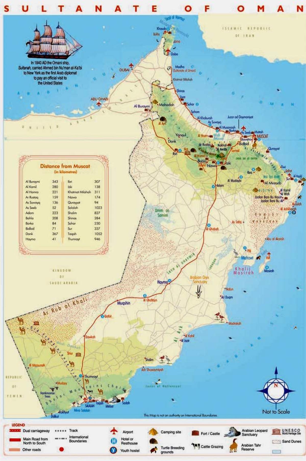 Omán atraccións mapa