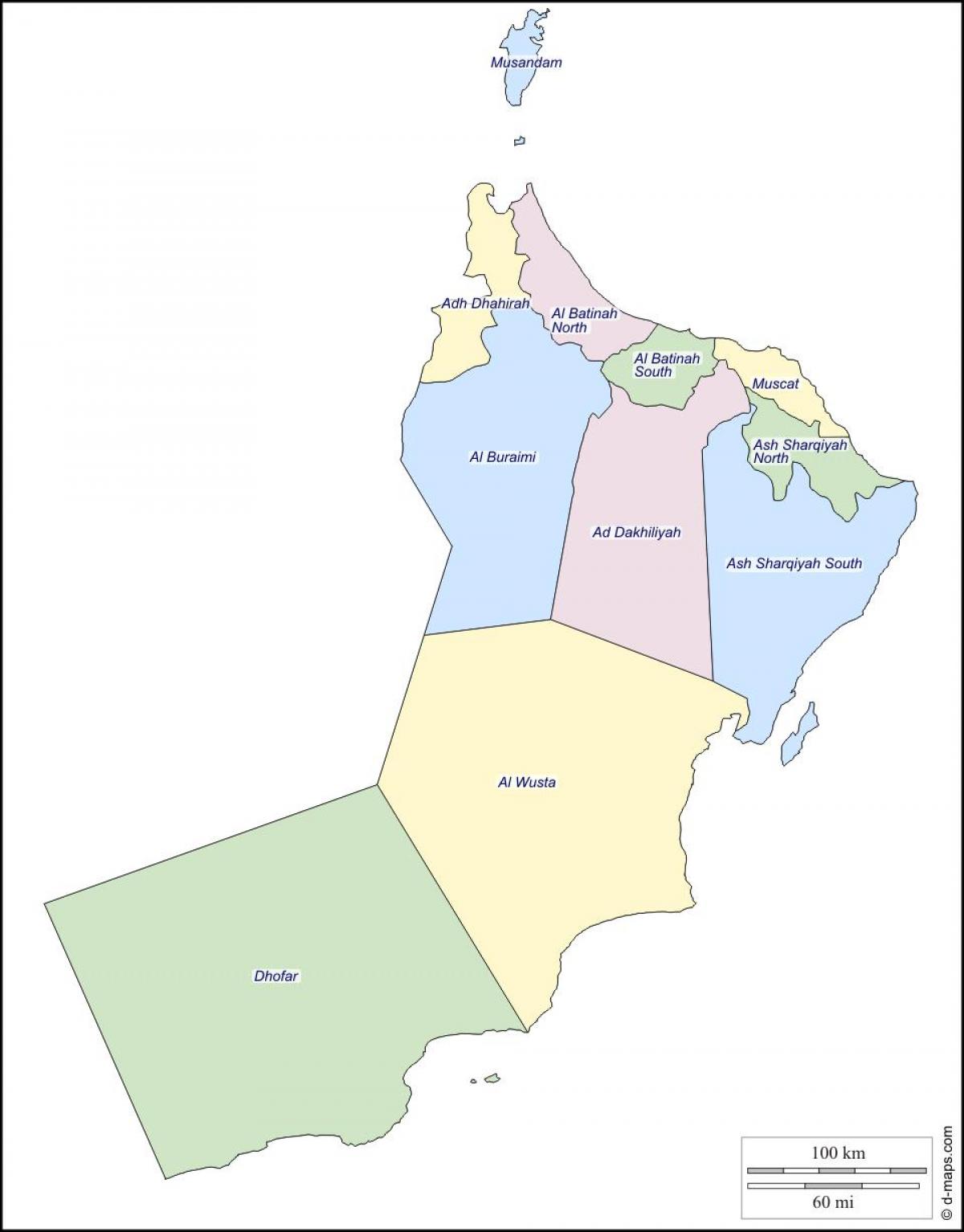 mapa de Omán governorates