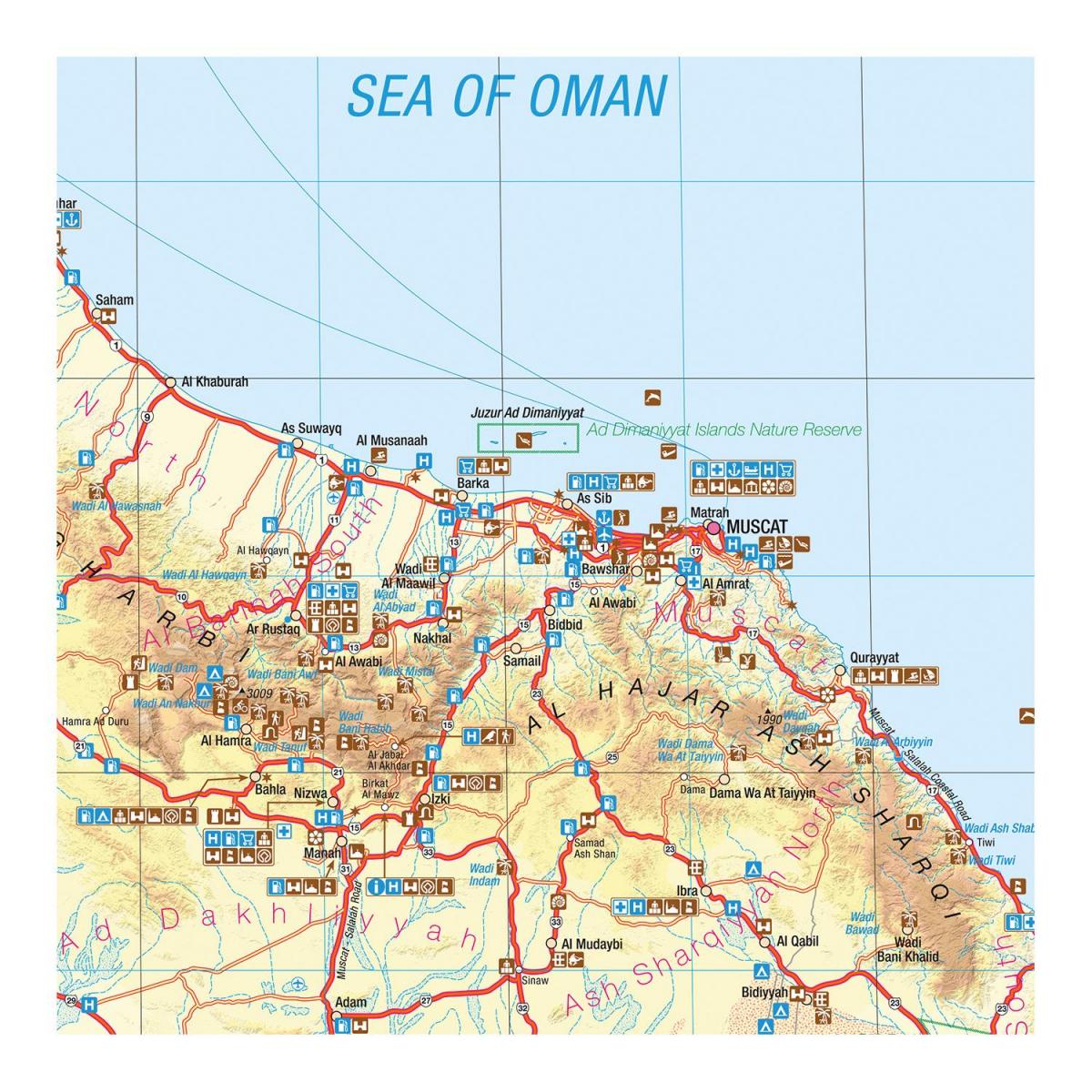 mapa de Omán sendeirismo