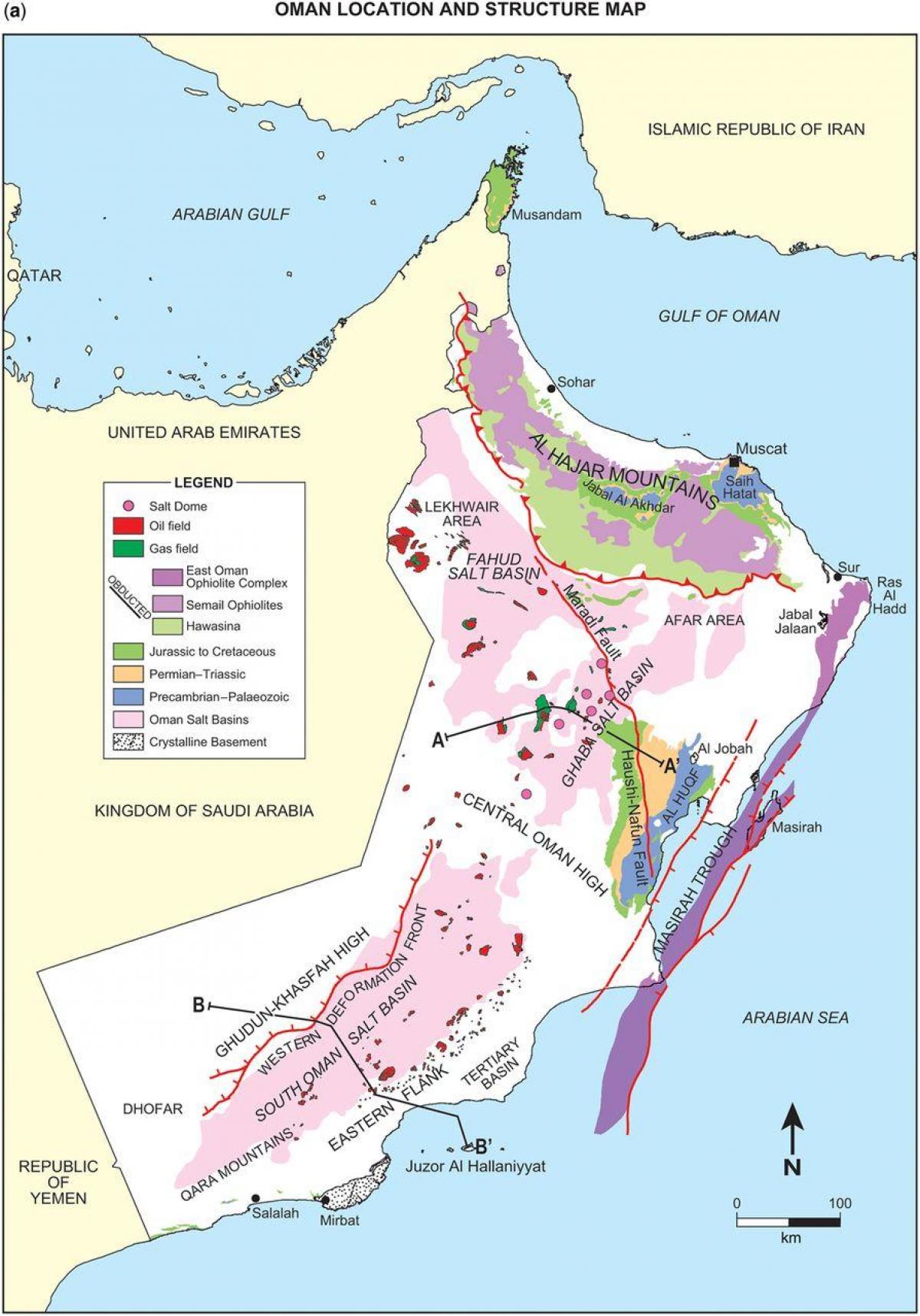 mapa de Omán xeoloxía
