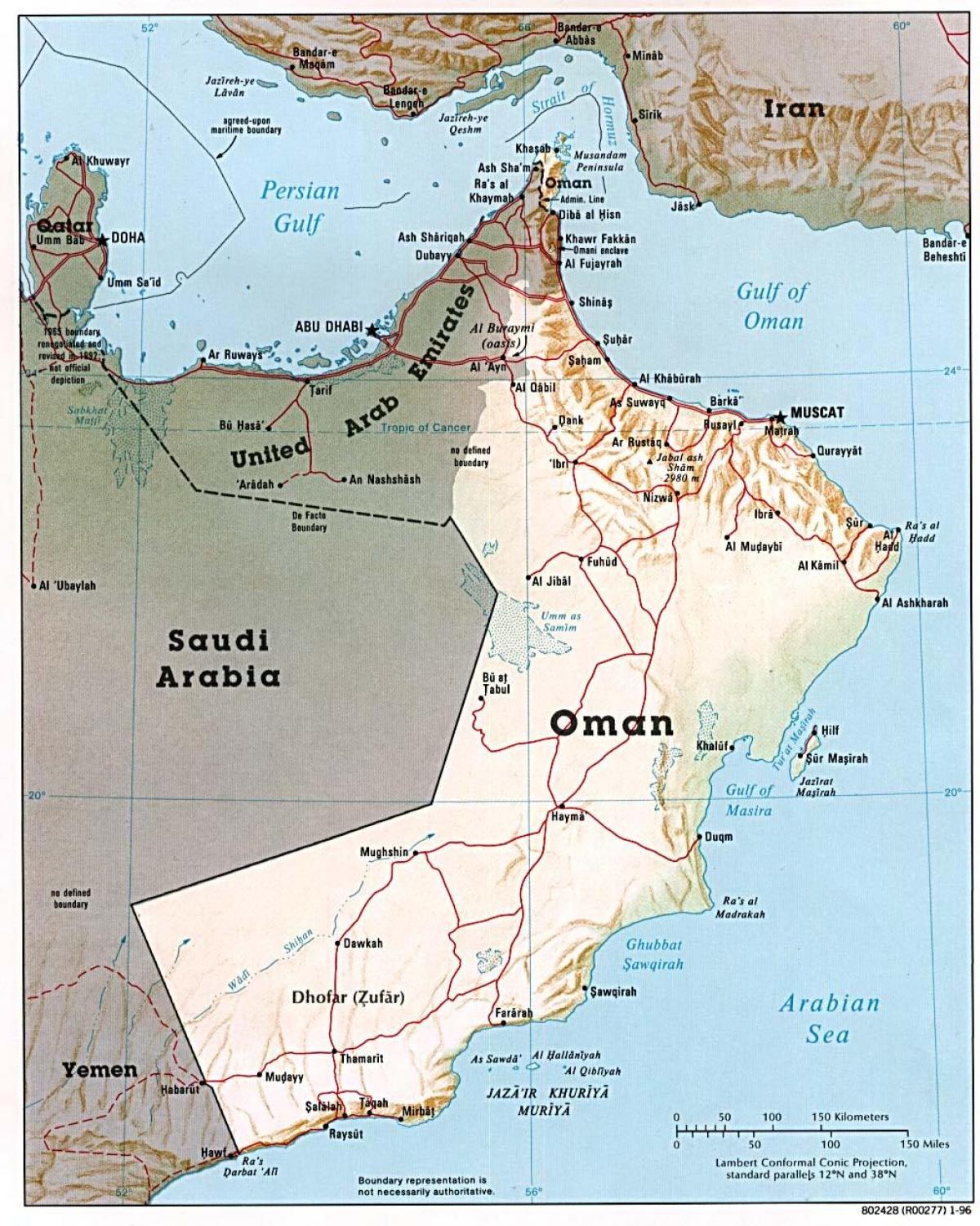 Omán mapa con cidades