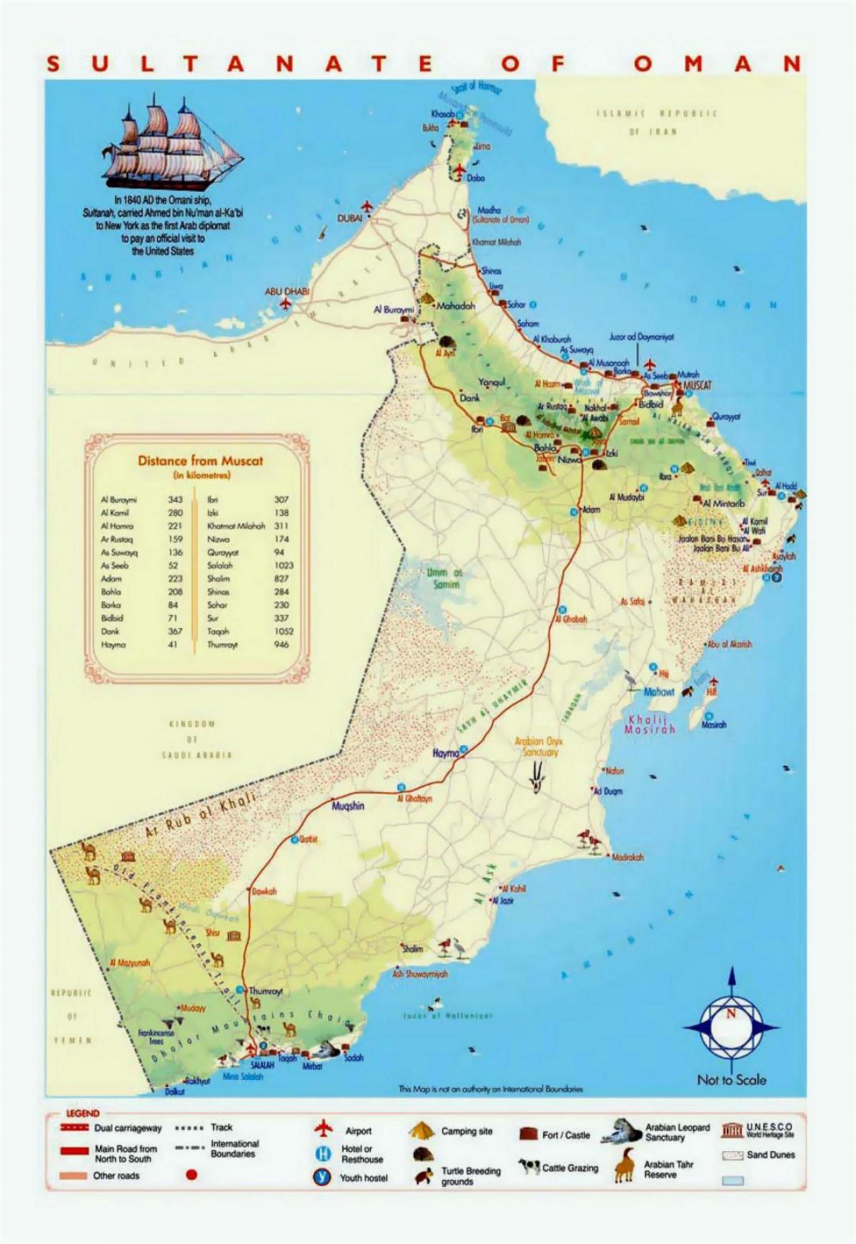 Omán lugares turísticos mapa